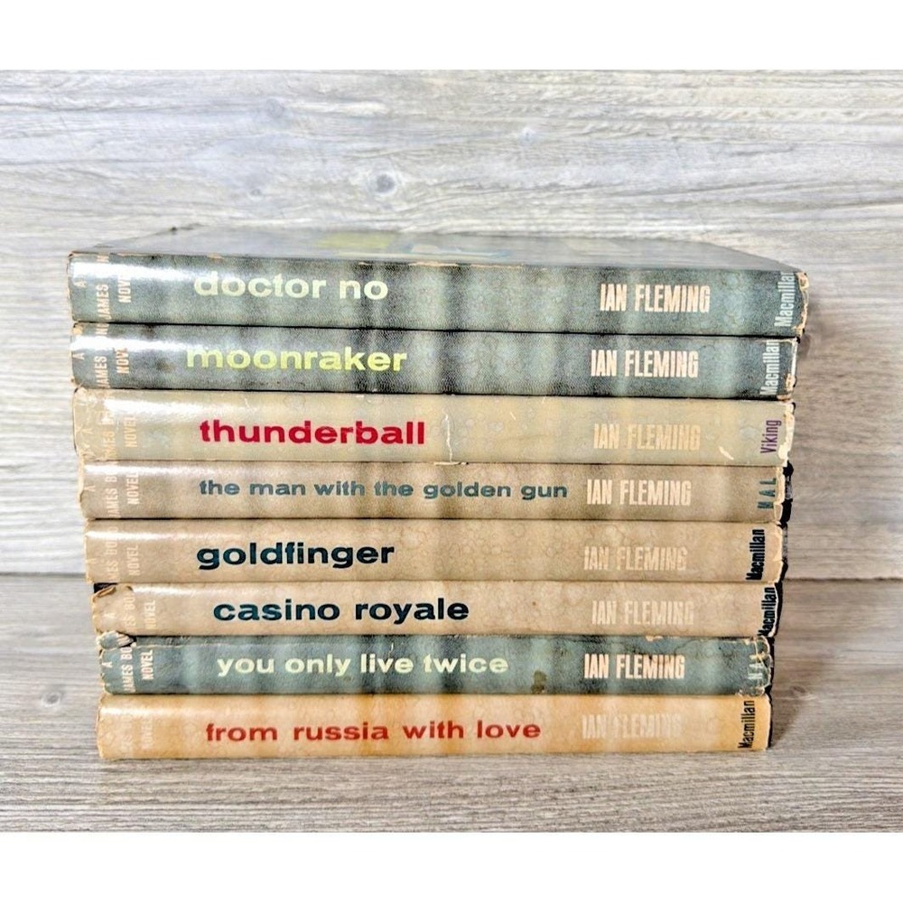 Vintage 50's & 60's Ian Fleming James Bond Hardcover Novel Lot Of 8 - HC BCE